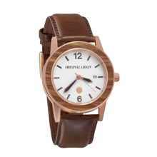 The SIXTY40  - Zebrawood/RoseGold/Brown Leather...