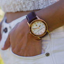 The SIXTY40  - Zebrawood/RoseGold/Brown Leather...