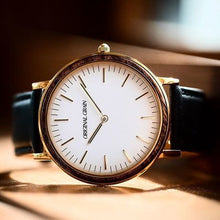 The Minimalist - Ebony/Gold/Black Leather Band ...
