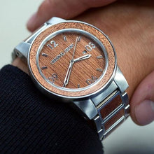 The Barrel - Brushed Silver/Mahogany/Wood Dial ...